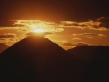 The Pyramid of the Sun silhouetted against the setting sun, National Geographic, Giclee Print