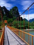 Footbridge Over Nam Sot River, Vang Vieng, Laos Photographic Print by Ryan Fox
