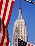 Empire State Building and American Flags, New York City, U.S.A. Photographic Print by James Marshall