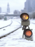 Railroad Track Signals, Winter Photographic Print by John Coletti