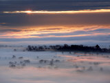 Misty Morning View from Glastonbury Tor, UK Photographic Print by David Clapp