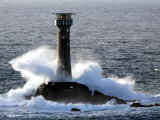 Longships Lighthouse in Huge Swells at Lands End, UK Photographic Print by David Clapp