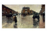 Rainy Day in Boston Estampe par Childe Hassam