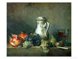 Still Life with Grapes and Pomegranates, 1763 Estampe par Jean-Baptiste Simeon Chardin