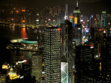 Skyscrapers of Victoria Harbor, Hong Kong, China Photographic Print by Charles Crust