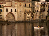 People Rowing Boat in Town Harbour, Cefalu, Italy Photographic Print by Bethune Carmichael
