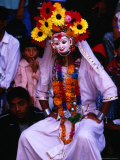 Masked Character During Dasain Celebrations, Patan, Nepal Photographic Print by Ryan Fox