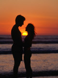 Couple on Legian Beach, Kuta, Bali, Bali, Indonesia Photographic Print by Alain Evrard