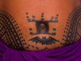 Traditional Tattoo Around a Man's Navel, Savaii Island, Western Samoa, Samoa Photographic Print by Peter Hendrie