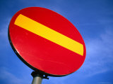 Red and Yellow Traffic Sign, Helsingborg, Skane, Sweden Photographic Print by Martin Lladó