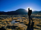 Hiker in Silhouette Near San Pedro De Atacama, San Pedro De Atacama, Chile Photographic Print by Aaron McCoy