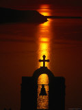 Church Belltower Silhouetted at Sunset, Greece Photographic Print by Izzet Keribar