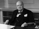 Sir Winston Churchill 1954 No More Details on Copyright Collects Etc Sitting at Office Desk Photographie