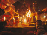 Buddhists Light Candles and Incense at the Man Mo Temple Photographic Print by Eightfish 