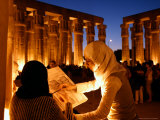 Drawing Classes for Women in the Temple of Thebe Area, Egypt Photographic Print by Michele Molinari