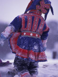 Lapp Child in Traditional Dress, Lappland, Finland Photographic Print by Nik Wheeler