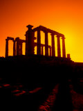 Ruins on Cliff in Cape Sounion, Poseidon, Greece Photographic Print by Bill Bachmann