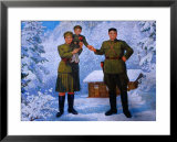 Large Billboard Of Young Kim Ii Sung, Kim Jong Suk And Infant Kim Jong Ii, Chagang-Do, North Korea Posters by Tony Wheeler