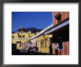 Colourful Buildings In Street, Antigua Guatemala, Sacatepequez, Guatemala  Prints by Tony Wheeler