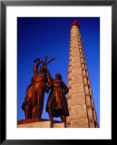 Juche Tower And Statue, P'Yongyang, North Korea  Poster by Tony Wheeler