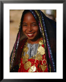 Girl in Traditional Dress at Sahara Festival, Looking at Camera, Douz, Tunisia Posters by Craig Pershouse