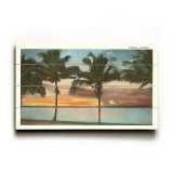 Sunset, Palm Trees, Florida Wood Sign