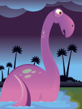 Purple Dinosaur in Lake Photographic Print
