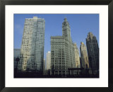 View of Some Chicago High-Rise Buildings; the Wrigley Building is in the Center Gerahmter Fotografie-Druck