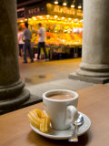 La Rambla, La Boqueria Market, Chocolate con Churros Breakfast, Barcelona, Spain Photographic Print by Alan Copson