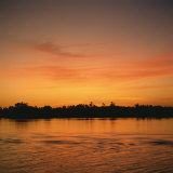 River Nile at Sunset, Water Reflecting Evening Sky, in Egypt, North Africa, Africa Photographic Print by Ken Wilson