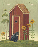 Outhouse with Cat  Poster by Warren Kimble