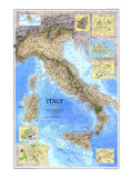Italy Map 1995 Giclee Print