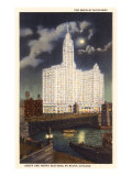 Wrigley Building at Night, Chicago, Illinois Giclée-Druck