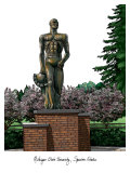 Michigan State Spartan Statue, Giclee Print