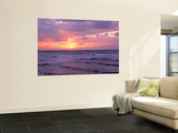 Cayman Islands, Grand Cayman, 7 Mile Beach, Caribbean Sea, Sunset over Waves Wall Mural