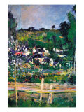 Village Behind The Fence Estampe par Paul Cezanne