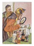 Tom Thumb: The Doctor Uses a Magnifying Glass in Order to See Tom Thumb Giclee Print by Hermann Vogel