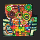 Der Tropfen wächst im Blumentopf|The Blob Grow in the Flower Pot, c.1975 Kunstdrucke von Friedensreich Hundertwasser