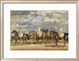 Exercising, Early Morning, Newmarket  Art by Alfred James Munnings