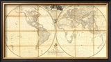 Map of the World, Researches of Capt. James Cook, c.1808 Framed Giclee Print by Aaron Arrowsmith