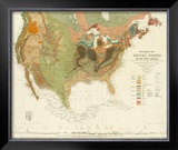 Geological Map of the United States, c.1856 Framed Giclee Print by Henry Darwin Rogers