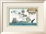 Map of the Hawaiian Islands  Prints by Steve Strickland