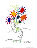 Blumenstrauß in der Hand Kunstdruck von Pablo Picasso