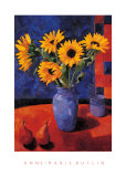 Sunflowers in a Blue Vase Posters by Anne-Marie Butlin