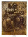 La Vierge et l'Enfant Jésus avec Sainte Anne Posters par Leonardo da Vinci 