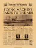 Flying Machine Takes to the Air Poster, London Herald Headline Poster