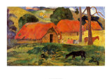 Dorf auf Tahiti Poster von Paul Gauguin