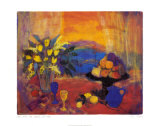 Red Still Life Against the Hills  Prints by Ann Oram
