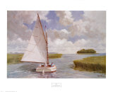 Catboat Through the Marsh  Art by Ray Ellis