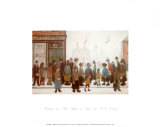 Warten auf die Ladenöffnung Poster von Laurence Stephen Lowry